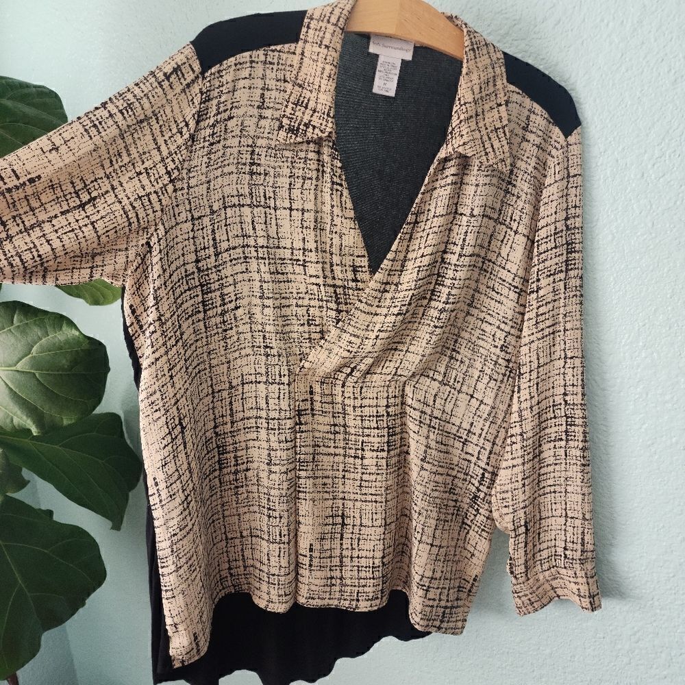 Soft surroundings pop over high low roll up sleeves lagenlook minimalist blouse - Picture 6 of 16